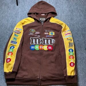 Chase Authentics NASCAR Kyle Busch M&Ms Racing Hoodie Brown Yellow Mens 2XL